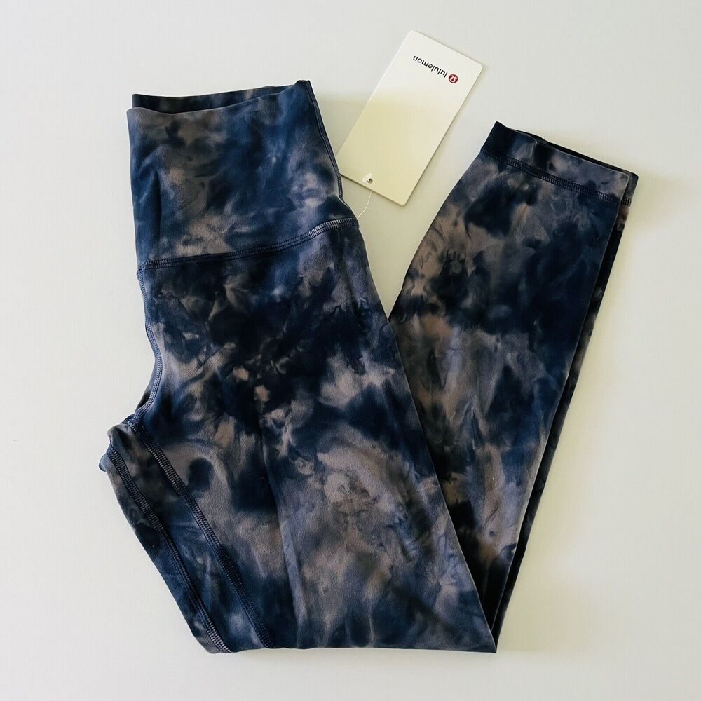 LULULEMON ATHLETICA Diamond Dye Rock True Navy Align HR Crop 23" Leggings - US 4